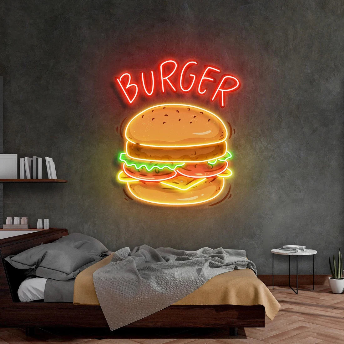 Hamburger Neon Sign Burger Neon Home Wall Decor Fast Food Coffee Shop Restaurant Bar Decoration Food Neon