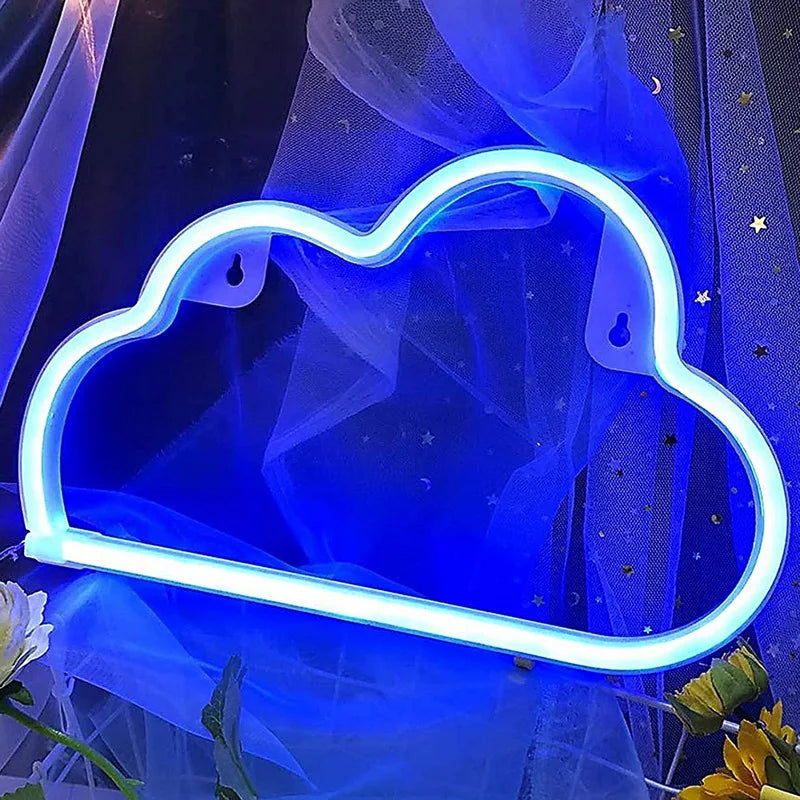 Cloud neon light logo, USB or battery powered novel night light, used to decorate girls' bedrooms, birthday party gifts, wedding