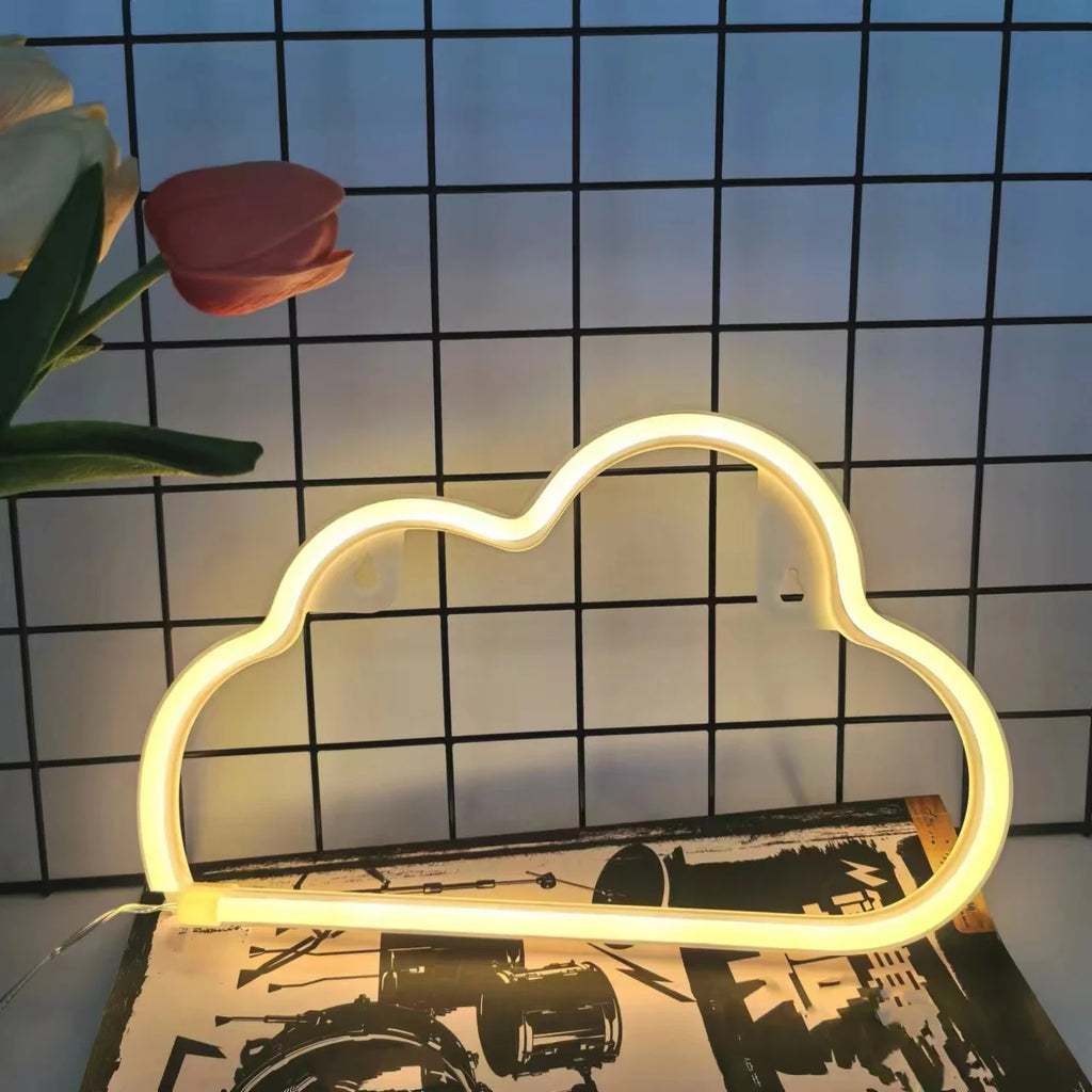 Cloud neon light logo, USB or battery powered novel night light, used to decorate girls' bedrooms, birthday party gifts, wedding