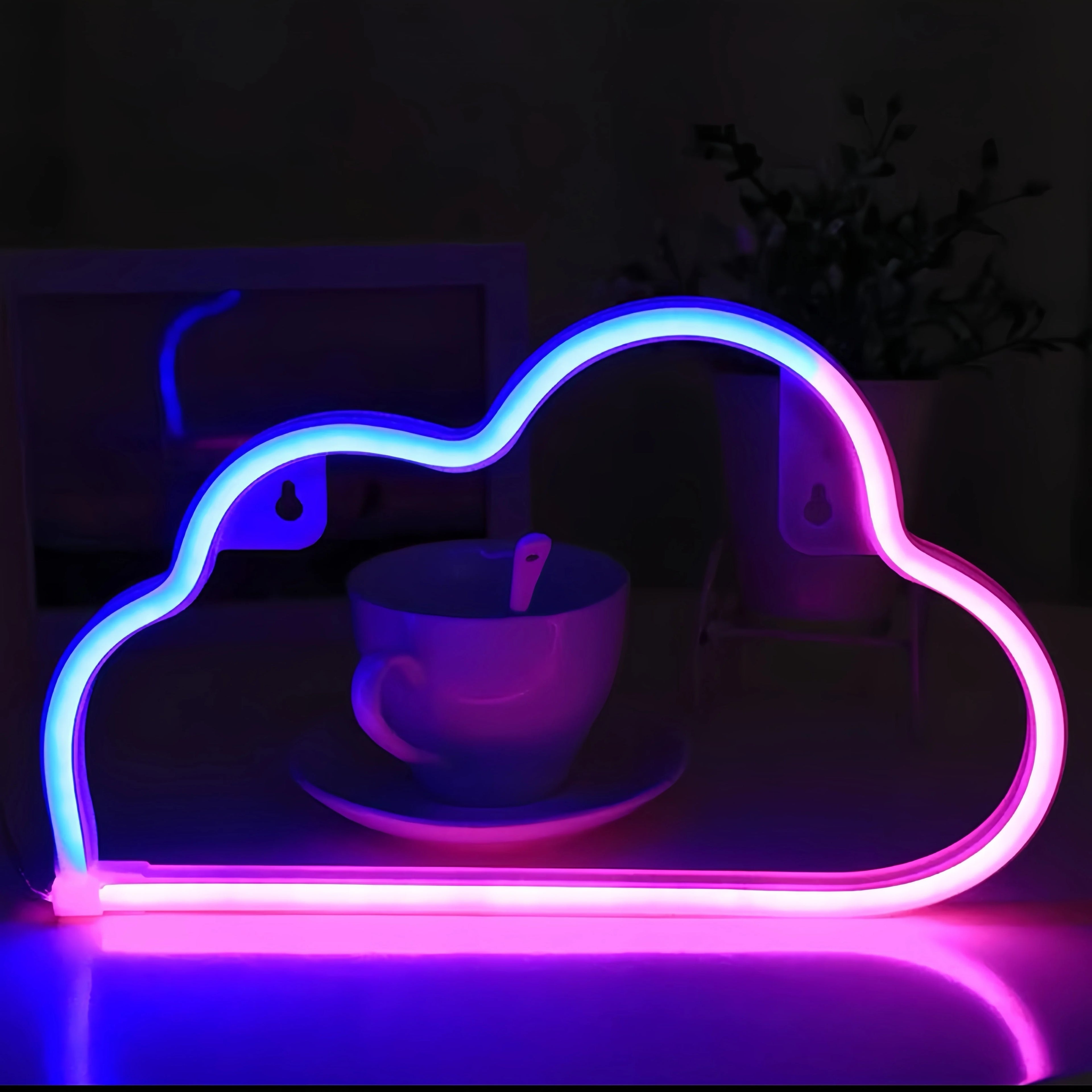 Cloud neon light logo, USB or battery powered novel night light, used to decorate girls' bedrooms, birthday party gifts, wedding