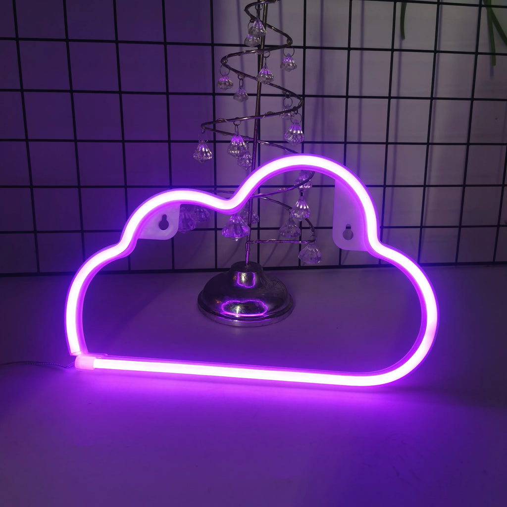 Cloud neon light logo, USB or battery powered novel night light, used to decorate girls' bedrooms, birthday party gifts, wedding