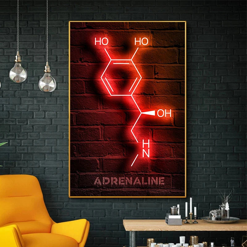 Neon Style Chemistry Molecules Poster Physics Science Prints