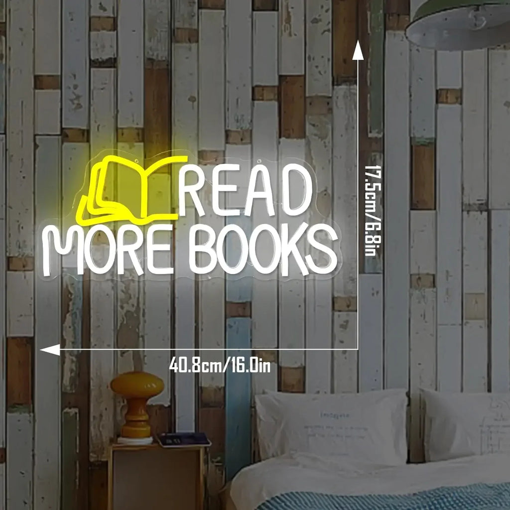 Read More Books Neon Sign LED Neon Light for Classroom Bedroom Bookstore Reading Room Library Museum Study Room Decor