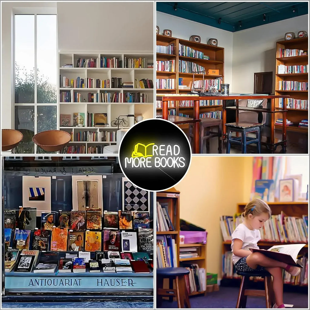 Read More Books Neon Sign LED Neon Light for Classroom Bedroom Bookstore Reading Room Library Museum Study Room Decor