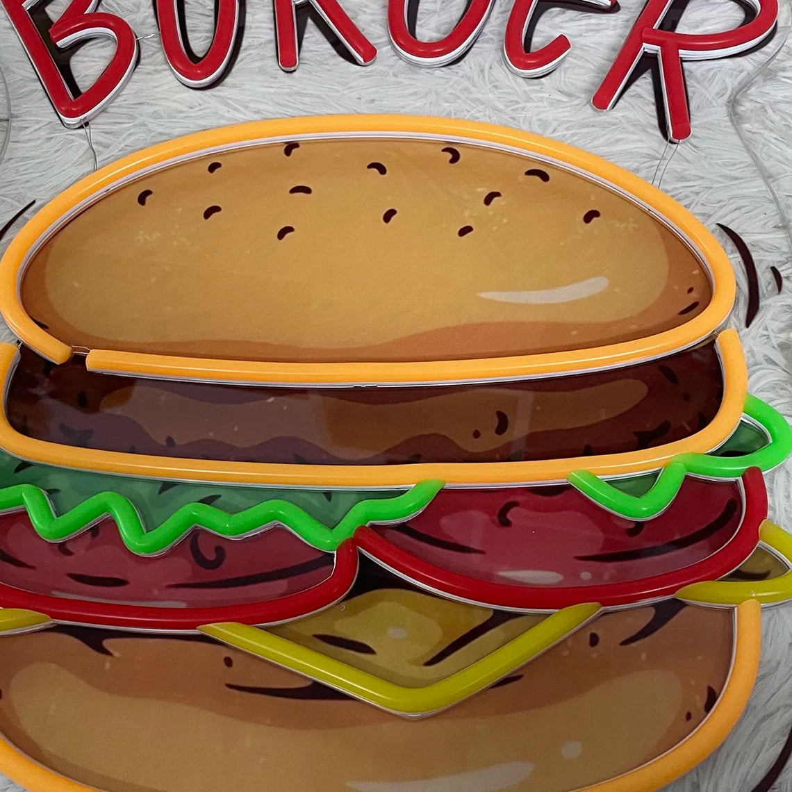 Hamburger Neon Sign Burger Neon Home Wall Decor Fast Food Coffee Shop Restaurant Bar Decoration Food Neon