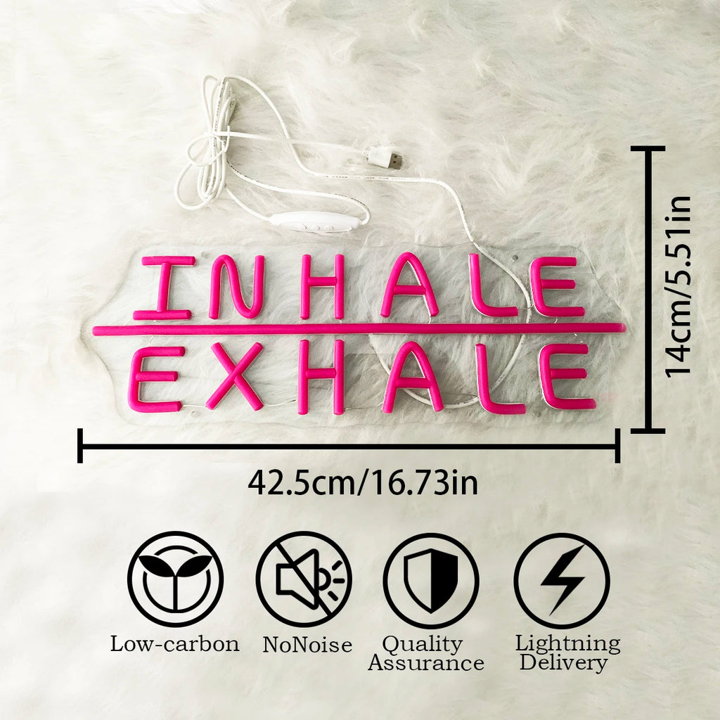 INHALE EXHALE Neon Sign Light, Yoga Neon Sign For Wall Art Decor, Adjustable Brightness Neon Sign Gym Sign, Yoga Studio