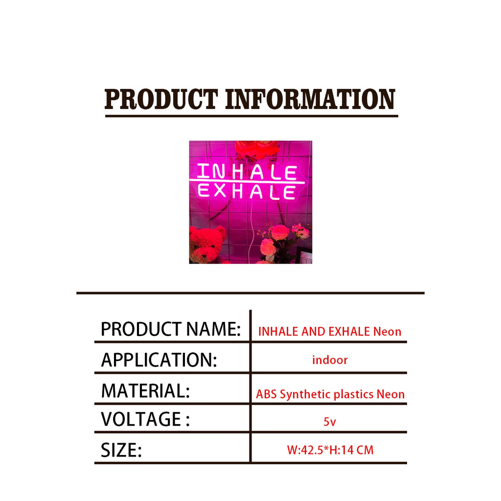 INHALE EXHALE Neon Sign Light, Yoga Neon Sign For Wall Art Decor, Adjustable Brightness Neon Sign Gym Sign, Yoga Studio