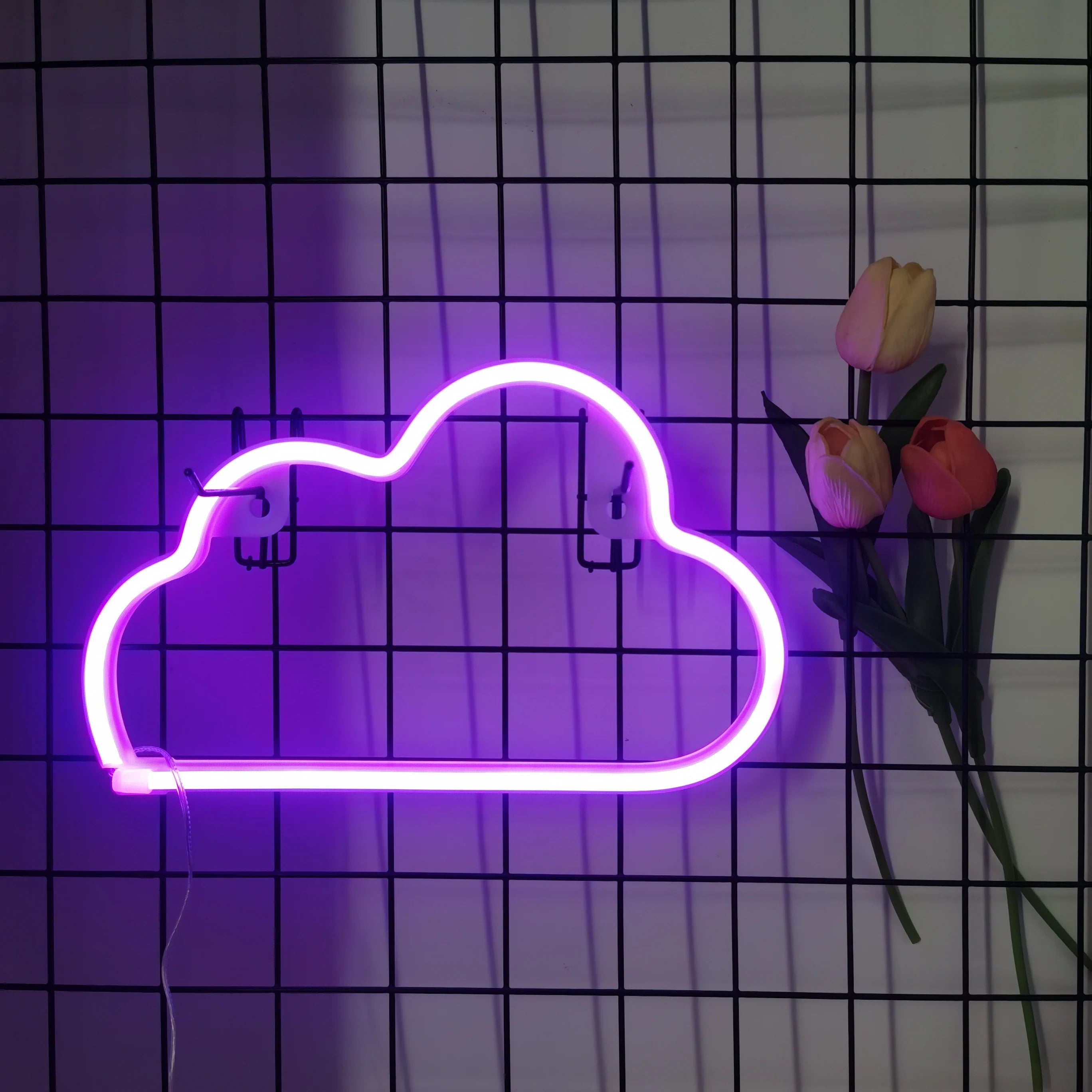 Cloud neon light logo, USB or battery powered novel night light, used to decorate girls' bedrooms, birthday party gifts, wedding