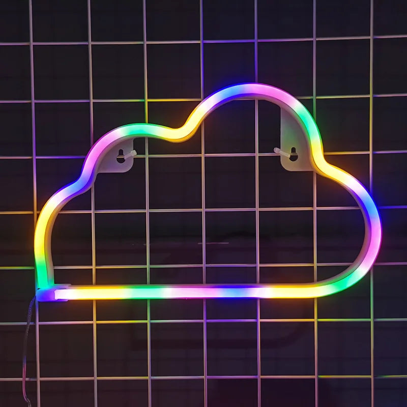 Cloud neon light logo, USB or battery powered novel night light, used to decorate girls' bedrooms, birthday party gifts, wedding